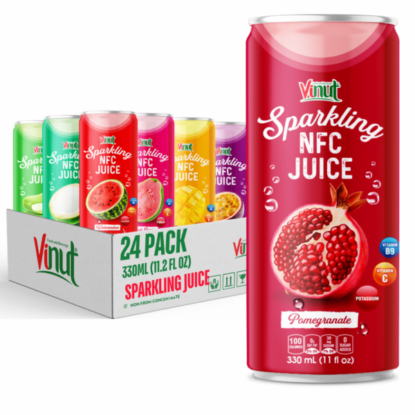 330ml Can Pomegranate Sparkling Juice Drink No Added Sugar Carbonated Drinks OEM ODM Free Sample Wholesale Drinks