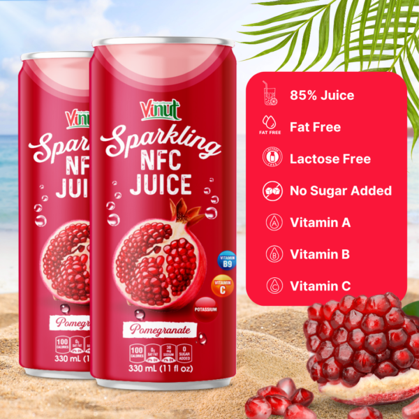 330ml Can Pomegranate Sparkling Juice Drink No Added Sugar Carbonated Drinks OEM ODM Free Sample Wholesale Drinks