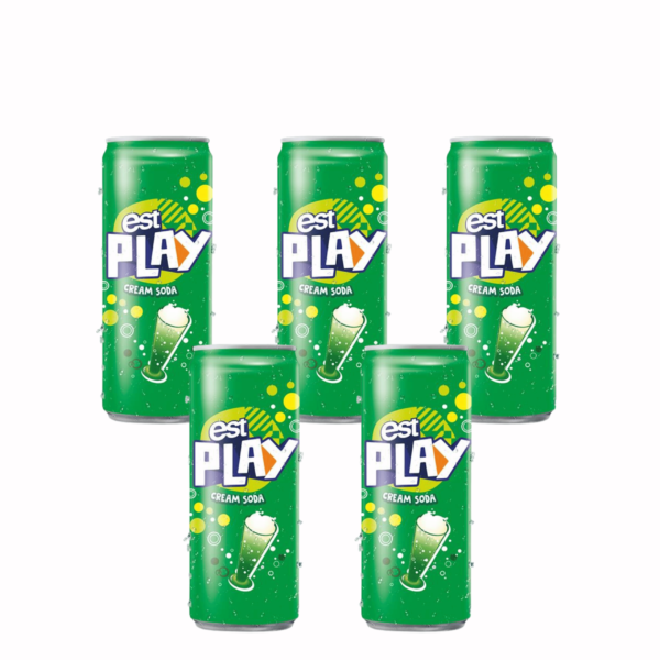 EST PLAY Exclusive 325ml Cream Soda & Fruit Flavored Carbonated Drink Ready to Drink 12 Months Shelf Life Thailand Sale
