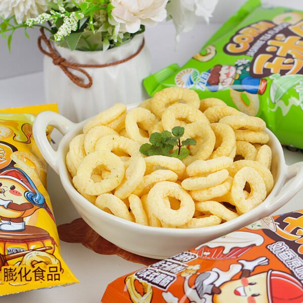 JIUR Wholesale Healthy Snacks Milk Flavored Crispy Semi-Soft Corn Rings Sweet Taste Bag Packaging for Home and Office Use
