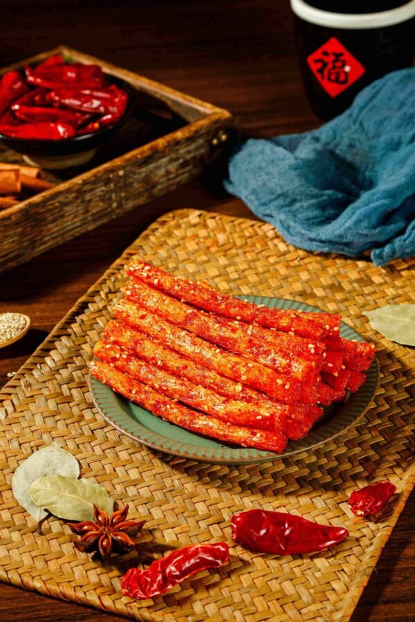 Famous Chinese Halal Latiao Snacks Spicy Gluten Vegetarian Meat Strips Fried and Packaged in a Bag