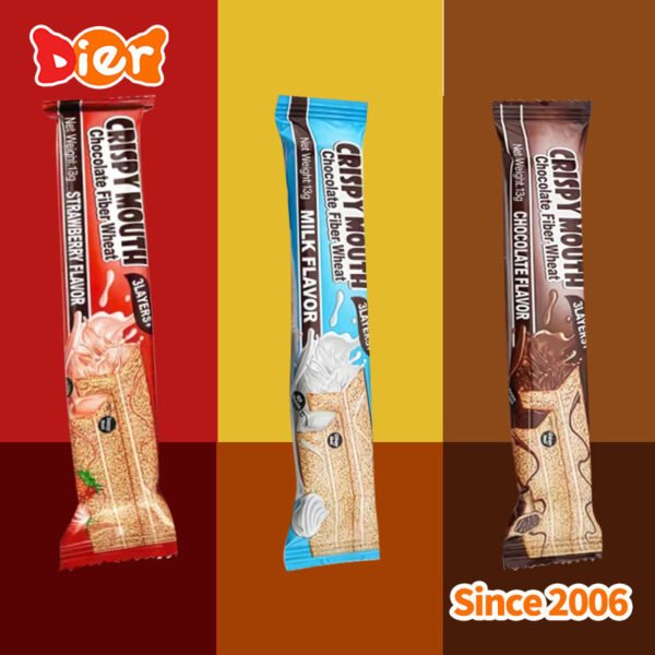 Candy Wholesale Custom Private Label New Arrival Wheat Halal Chocolate-Flavored Jam Filled Puffed Crispy Biscuit Stick Bar ODM